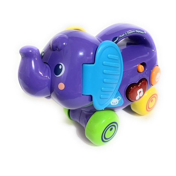 Push And Explore Vetch Elephant 6" musical education purple lights up works - Picture 3 of 6